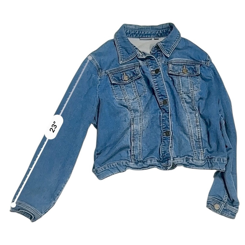New York & Company Blue Denim Jacket Stretch Cotton Blend – Size XL - Picture 10 of 13